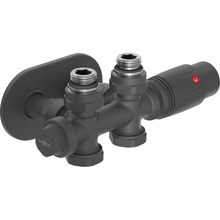 Mexen G00 Thermostat-Set, Winkelform/Gerader Form mit Abdeckung R, Duplex, DN50, Anthrazit - W908-900-905-66