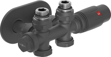 Mexen G00 Thermostat-Set, Winkelform/Gerader Form mit Abdeckung R, Duplex, DN50, Anthrazit - W908-900-905-66
