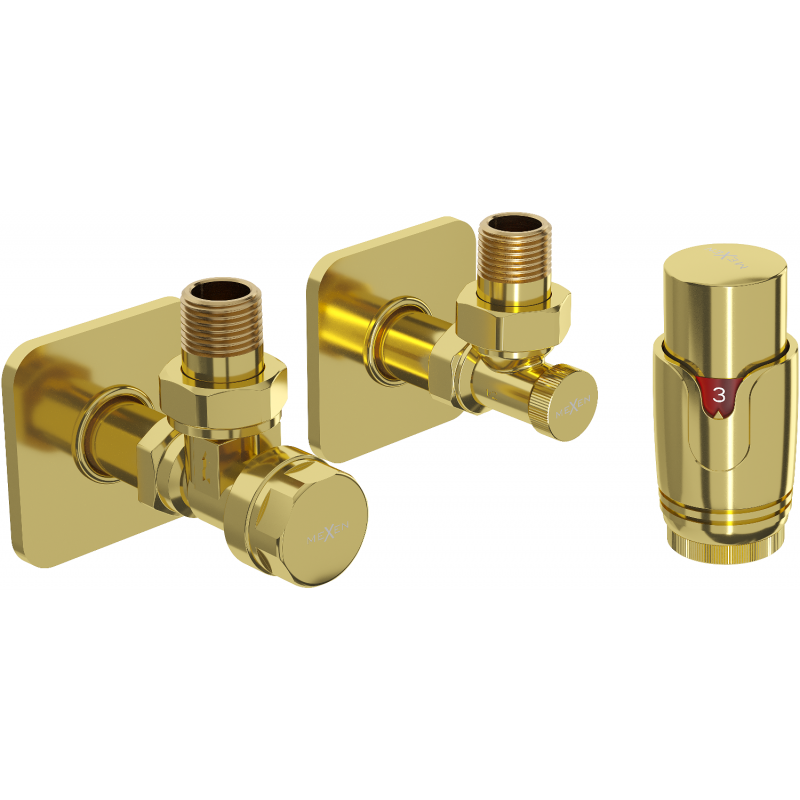 Mexen G00 Thermostat-Set, Winkel mit Abdeckung S, gold - W901-900-909-50
