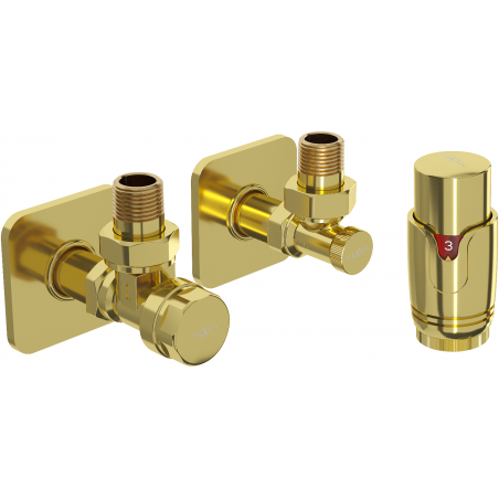 Mexen G00 Thermostat-Set, Winkel mit Abdeckung S, gold - W901-900-909-50