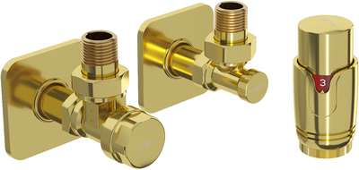 Mexen G00 Thermostat-Set, Winkel mit Abdeckung S, gold - W901-900-909-50