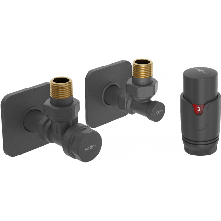 Mexen G00 Thermostat-Set, Winkel mit S-Blende, Anthrazit - W901-900-909-66