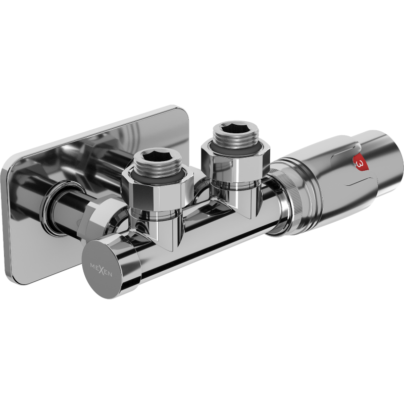 Mexen G00 thermostatisches Eckset mit Abdeckung S, Duplex, DN50, Chrom - W907-900-910-01