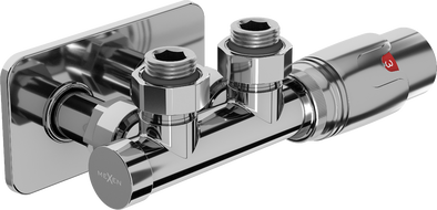 Mexen G00 thermostatisches Eckset mit Abdeckung S, Duplex, DN50, Chrom - W907-900-910-01
