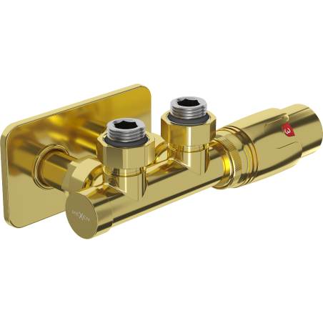 Mexen G00 Thermostatset, Eckform mit Abdeckung S, Duplex, DN50, gold - W907-900-910-50