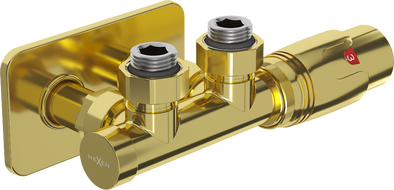 Mexen G00 Thermostatset, Eckform mit Abdeckung S, Duplex, DN50, gold - W907-900-910-50