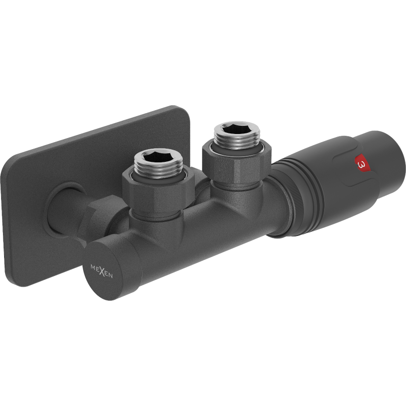 Mexen G00 thermostatisches Eckset mit Abdeckung S, Duplex, DN50, Anthrazit - W907-900-910-66