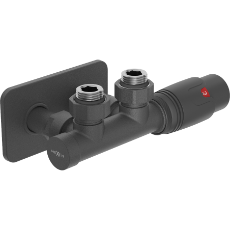Mexen G00 thermostatisches Eckset mit Abdeckung S, Duplex, DN50, Anthrazit - W907-900-910-66