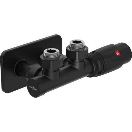 Mexen G00 Thermostat-Set Eckventil mit Abdeckung S, Duplex, DN50, schwarz - W907-900-910-70