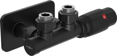 Mexen G00 Thermostat-Set Eckventil mit Abdeckplatte S, Duplex, DN50, schwarz - W907-900-910-70