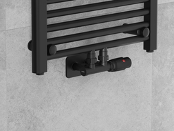 Mexen G00 Thermostat-Set Eckventil mit Abdeckplatte S, Duplex, DN50, schwarz - W907-900-910-70