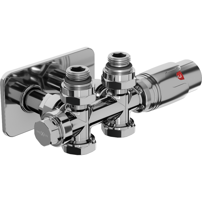 Mexen G00 Thermostat-Set Eckig/Gerade mit Verkleidung S, Duplex, DN50, Chrom - W908-900-910-01