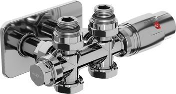 Mexen G00 Thermostat-Set, Winkeleinbau/gerade, mit Abdeckung S, Duplex, DN50, Chrom - W908-900-910-01