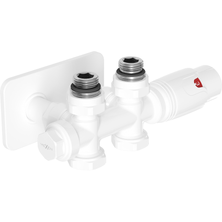 Mexen G00 Thermostat-Set Eckig/Gerade mit Blende S, Duplex, DN50, Weiß - W908-900-910-20