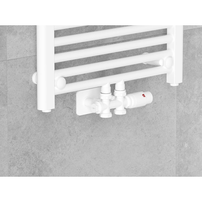Mexen G00 Thermostat-Set Eckig/Gerade mit Blende S, Duplex, DN50, Weiß - W908-900-910-20