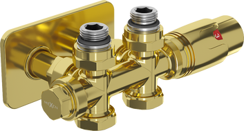 Mexen G00 Thermostat-Set, Eck-/Gerade mit Abdeckung S, Duplex, DN50, golden - W908-900-910-50