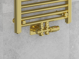 Mexen G00 Thermostat-Set, Eck-/Gerade mit Abdeckung S, Duplex, DN50, golden - W908-900-910-50