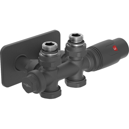 Mexen G00 Thermostat-Set, winkel-/gerade mit Abdeckung S, Duplex, DN50, anthrazit - W908-900-910-66