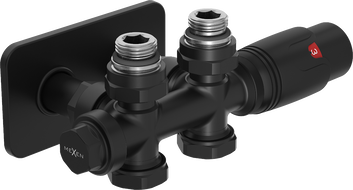 Mexen G00 Thermostat-Set Winkel/Gerade mit Abdeckplatte S, Duplex, DN50, schwarz - W908-900-910-70