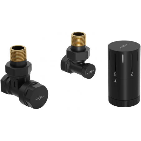 Mexen G05 Eck-Thermostatventil Set, schwarz - W901-958-70
