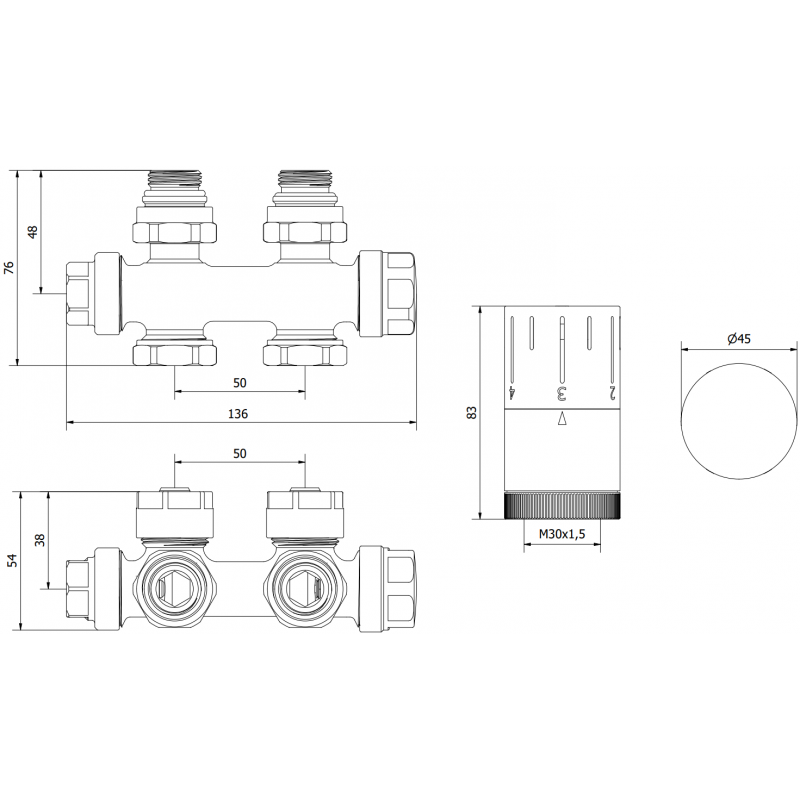Mexen G05 Thermostat-Set axial, Chrom - W903-958-01