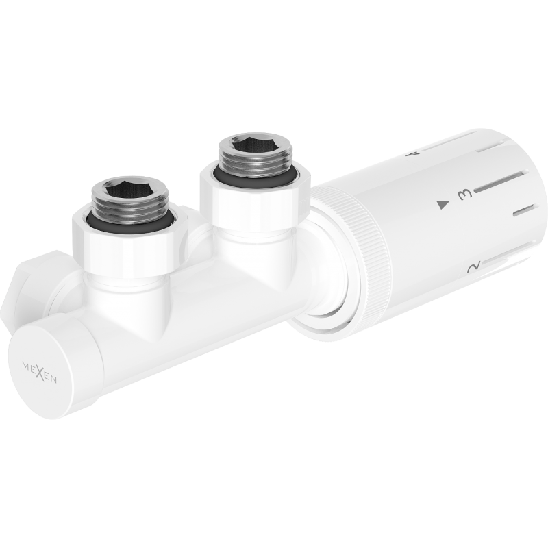 Mexen G05 Thermostat-Set, Winkel, Duplex, DN50, weiß - W907-958-20