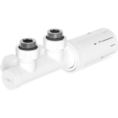 Mexen G05 Thermostat-Set, Winkel, Duplex, DN50, weiß - W907-958-20
