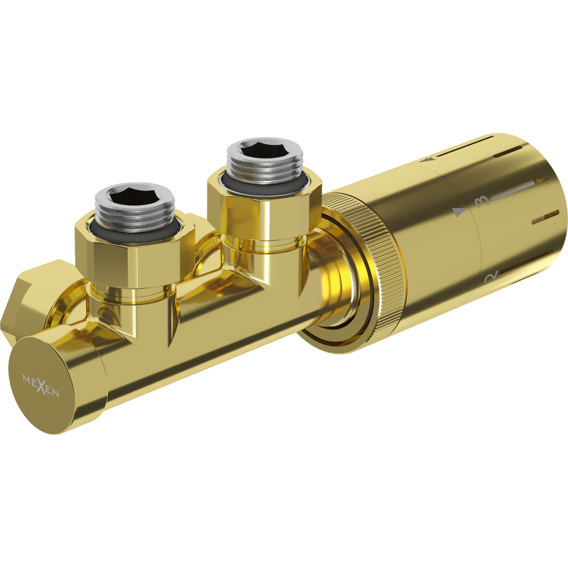 Mexen G05 Thermostat-Set, Winkelausführung, Duplex, DN50, gold - W907-958-50