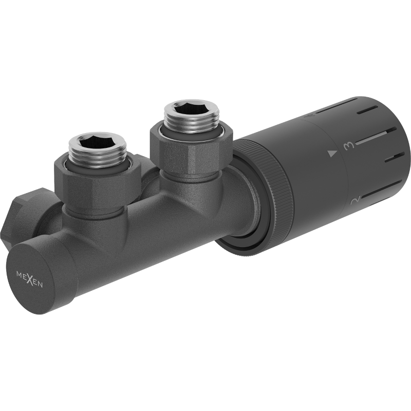 Mexen G05 thermostatisches Set, Winkel, Duplex, DN50, Anthrazit - W907-958-66