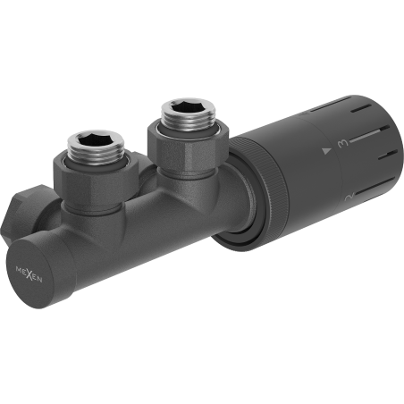Mexen G05 thermostatisches Set, Winkel, Duplex, DN50, Anthrazit - W907-958-66