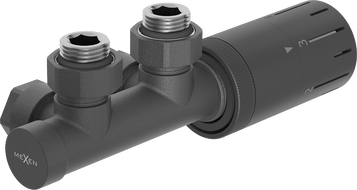 Mexen G05 thermostatisches Set, Winkel, Duplex, DN50, Anthrazit - W907-958-66