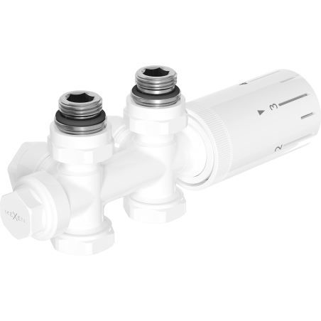 Mexen G05 Thermostatset, Eckig/Gerade, Duplex, DN50, Weiß - W908-958-20