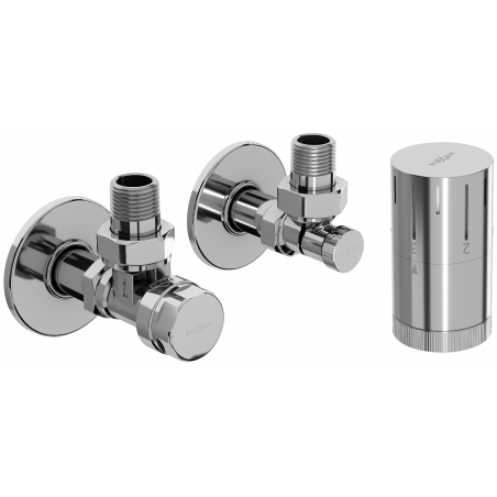 Mexen G05 Winkel-Thermostatset mit Blende R, Chrom - W901-958-904-01