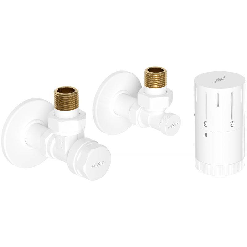 Mexen G05 Thermostatset, Winkel mit Abdeckung R, weiß - W901-958-904-20