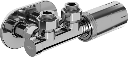 Mexen G05 winkliges Thermostat-Set mit Rosette R, Duplex, DN50, Chrom - W907-958-905-01