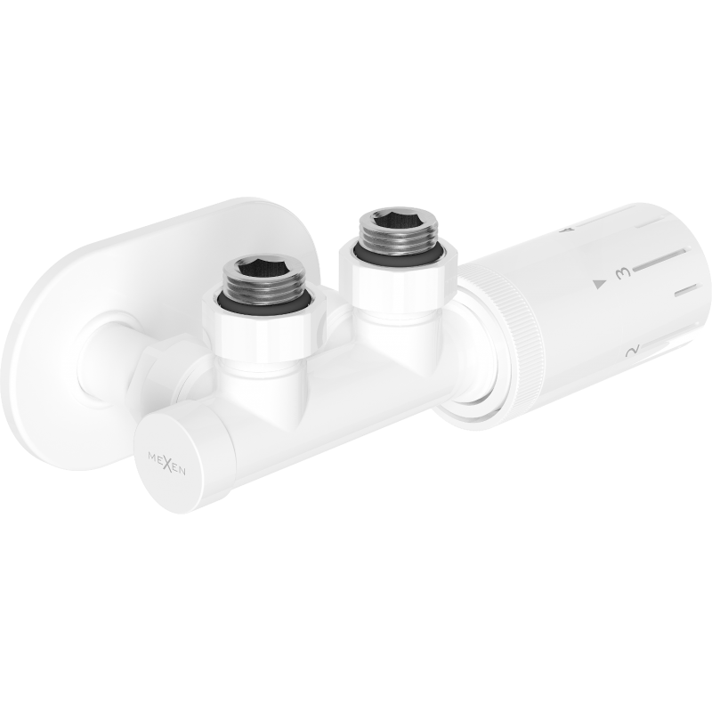 Mexen G05 thermostatisches Eck-Set mit Abdeckung R, Duplex, DN50, weiß - W907-958-905-20