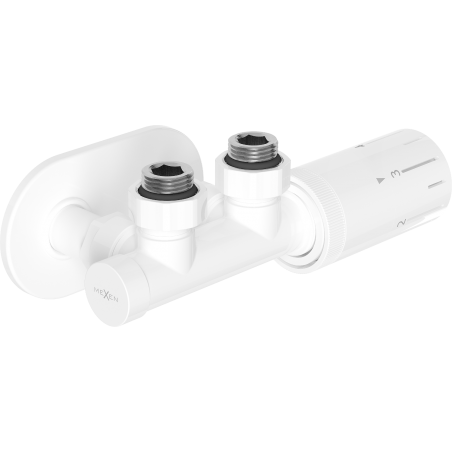 Mexen G05 thermostatisches Eck-Set mit Abdeckung R, Duplex, DN50, weiß - W907-958-905-20