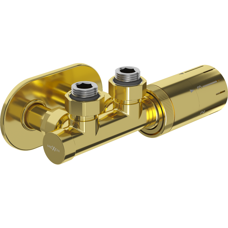 Mexen G05 Thermostat-Set Winkel mit Abdeckung R, Duplex, DN50, gold - W907-958-905-50