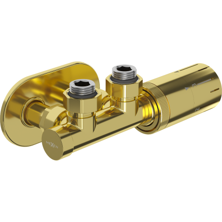 Mexen G05 Thermostat-Set Winkel mit Abdeckung R, Duplex, DN50, gold - W907-958-905-50