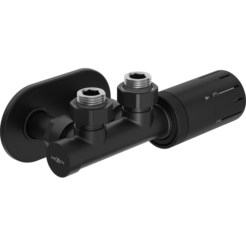 Mexen G05 Eckthermostat-Set mit Abdeckung R, Duplex, DN50, schwarz - W907-958-905-70