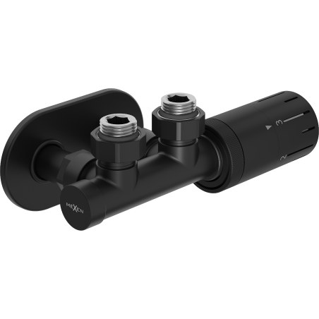 Mexen G05 Eckthermostat-Set mit Abdeckung R, Duplex, DN50, schwarz - W907-958-905-70