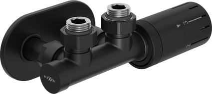 Mexen G05 Eckthermostat-Set mit Abdeckung R, Duplex, DN50, schwarz - W907-958-905-70