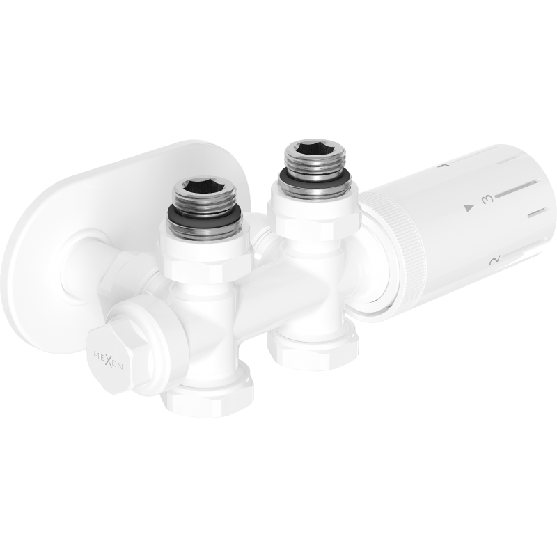Mexen G05 Thermostat-Set Winkel/Gerade mit Abdeckung R, Duplex, DN50, weiß - W908-958-905-20
