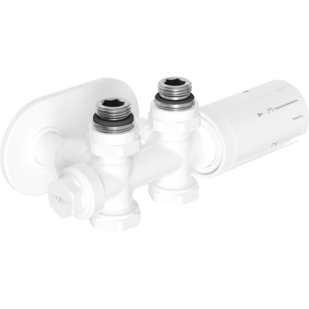 Mexen G05 Thermostat-Set Winkel/Gerade mit Abdeckung R, Duplex, DN50, weiß - W908-958-905-20