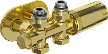 Mexen G05 Thermostat-Set winkelig/gerade mit Abdeckung R, Duplex, DN50, gold - W908-958-905-50