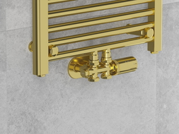 Mexen G05 Thermostat-Set winkelig/gerade mit Abdeckung R, Duplex, DN50, gold - W908-958-905-50