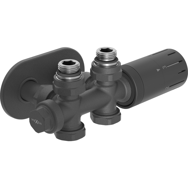 Mexen G05 Thermostat-Set Winkel/gerade mit Abdeckung R, Duplex, DN50, Anthrazit - W908-958-905-66