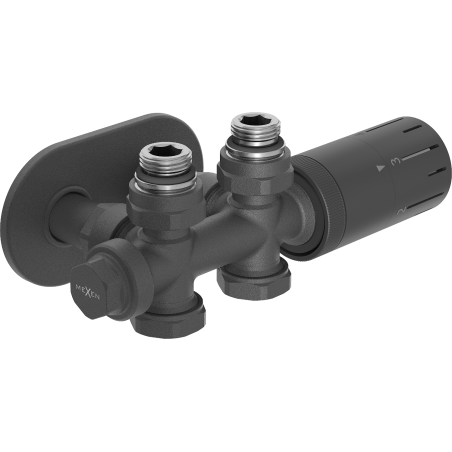 Mexen G05 Thermostat-Set Winkel/gerade mit Abdeckung R, Duplex, DN50, Anthrazit - W908-958-905-66