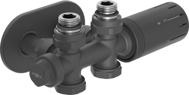 Mexen G05 Thermostat-Set Winkel/gerade mit Abdeckung R, Duplex, DN50, Anthrazit - W908-958-905-66