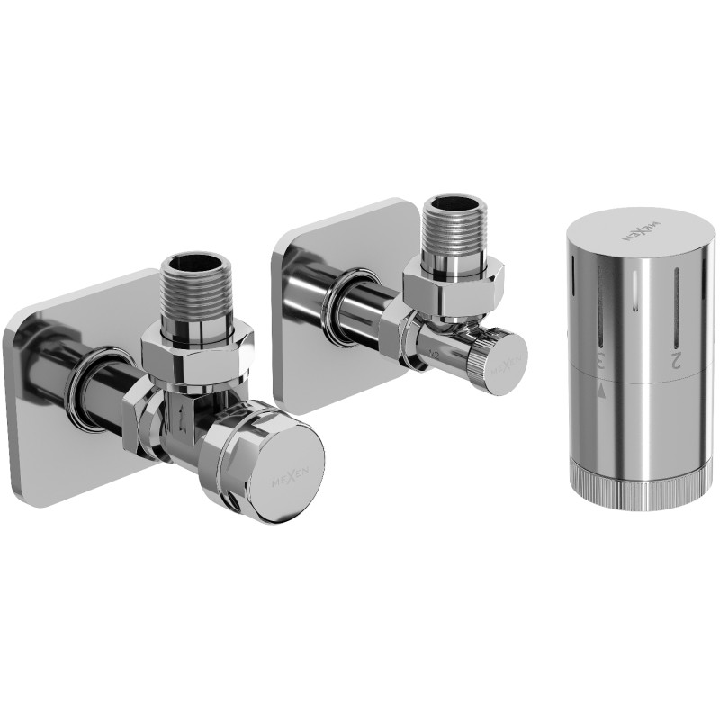 Mexen G05 Winkliges Thermostat-Set mit Abdeckung S, Chrom - W901-958-909-01
